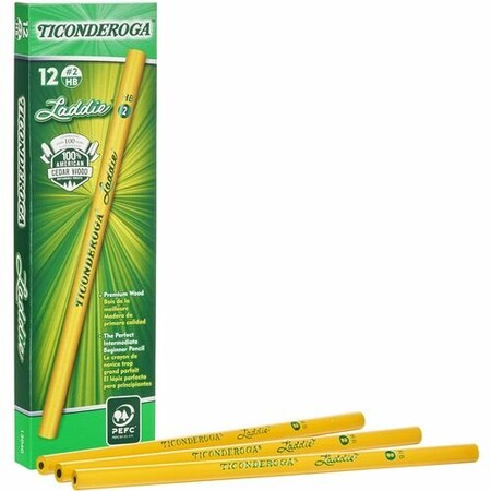 Dixon Ticonderoga Dixon 13040, TICONDEROGA LADDIE WOODCASE PENCIL, HB No 2, BLACK LEAD, YELLOW BARREL, DOZEN DIX13040